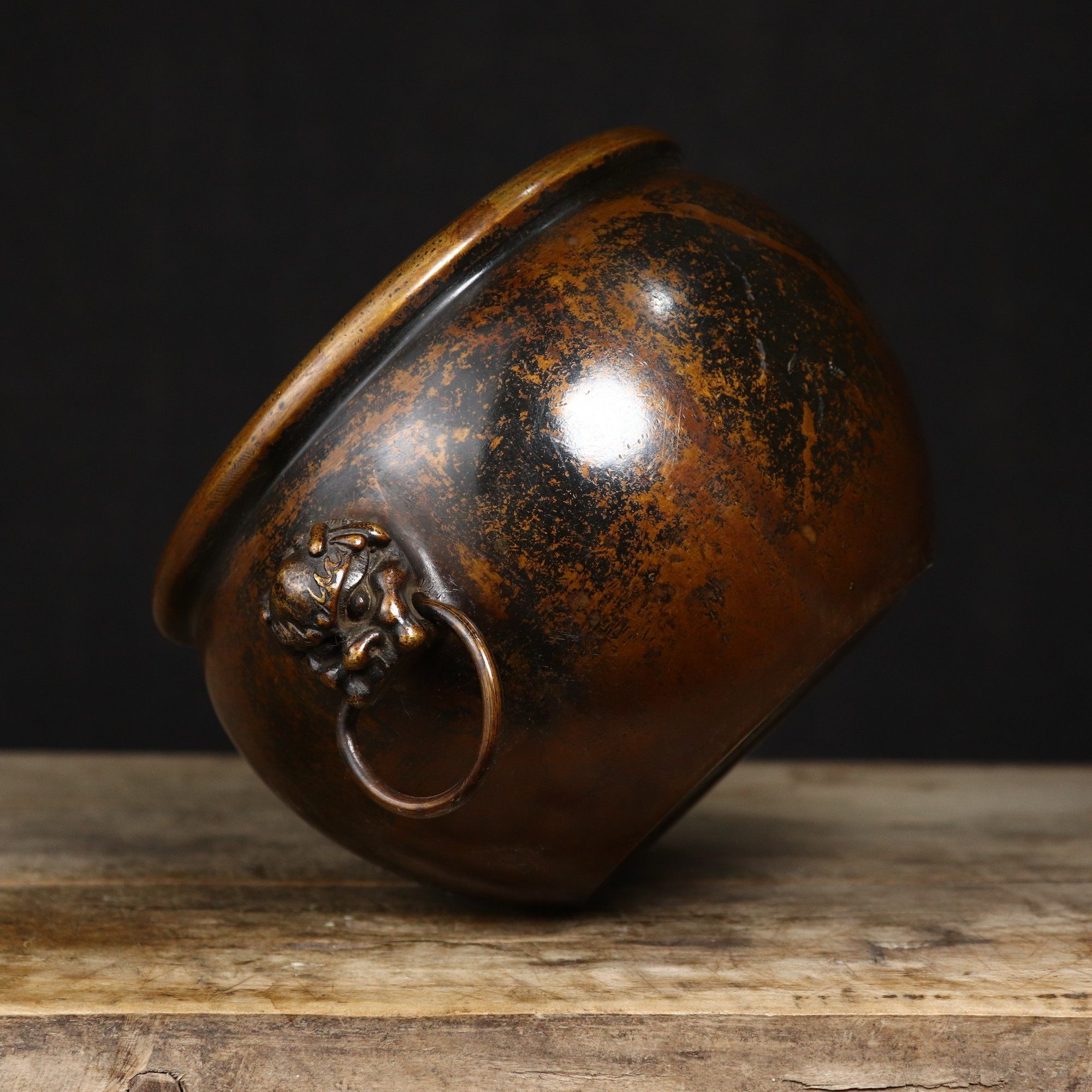 纯铜缸摆件故宫双狮耳环紫铜缸鎏金款仿古铜香炉狮耳招财聚宝盆,淘宝优惠券,粉丝福利购,淘宝优惠卷