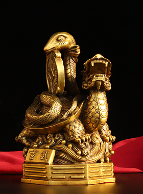 纯铜龟蛇玄武摆件金钱瑞兽