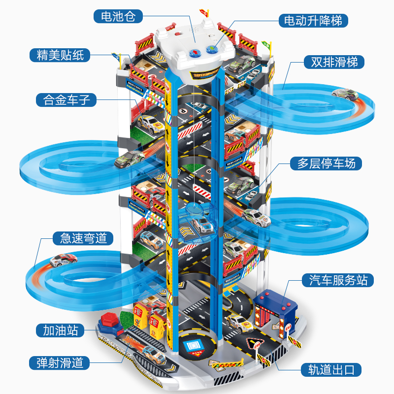 男孩儿童合金汽车新干线电动收纳赛车轨道弯道大型多层停车场玩具 - 图2