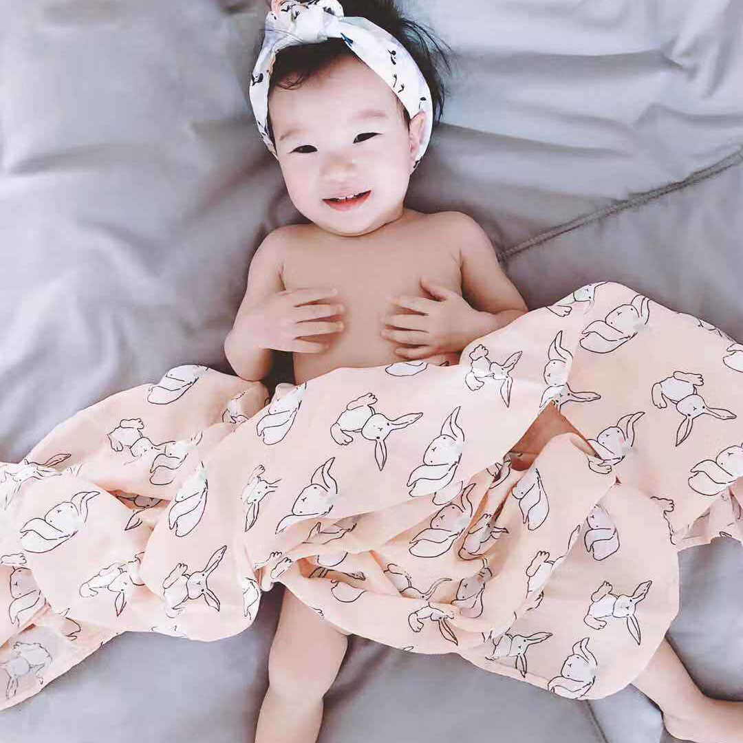 夏季薄muslin竹棉双层纱布包巾婴儿抱被襁褓巾宝宝空调盖毯浴巾 - 图1