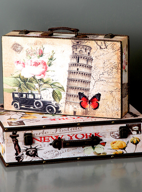 复古手提箱道具装饰木箱收纳箱子