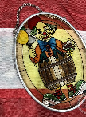 Vintage古着1920s原年意大利全新手工绘制玻璃Joker古董装饰挂饰