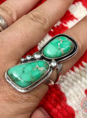 古着印第安手工绿松石首饰戒指