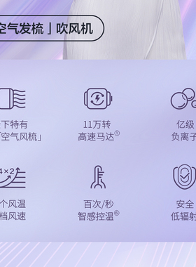 松下高速吹风机WNE6M空气发梳高速负离子吹风筒负离子水润护发