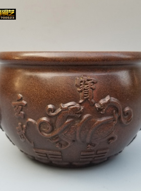铜缸四神兽故宫缸烟灰缸水缸聚宝盆香炉家用办公桌面摆件