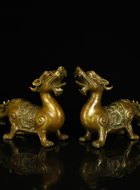 黄铜祝福仿古双头兽貔貅