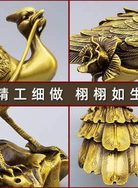 纯黄铜凤凰摆件铜青鸾神鸟