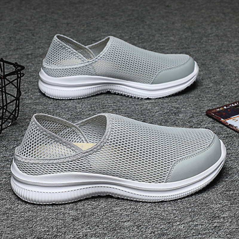 外贸清仓大码网鞋男夏季薄款网面透气休闲运动鞋网眼一脚蹬懒人鞋,淘宝优惠券,粉丝福利购,淘宝优惠卷