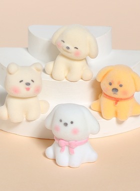 卡通可爱植绒小狗狗立体动物树脂配件diy桌面车载微景观装饰摆件