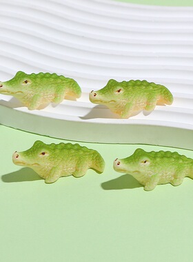 仿真卡通鳄鱼立体动物树脂摆件电脑办公桌工位车载中控装饰品摆件