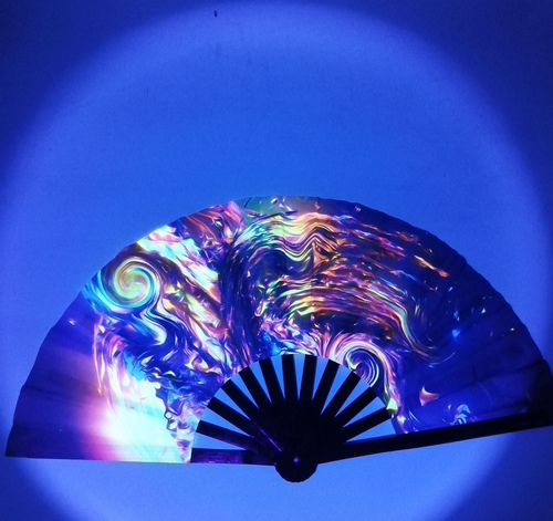 电音节蹦迪扇荧光扇夜店夜光扇UV折扇Fluorescentfan