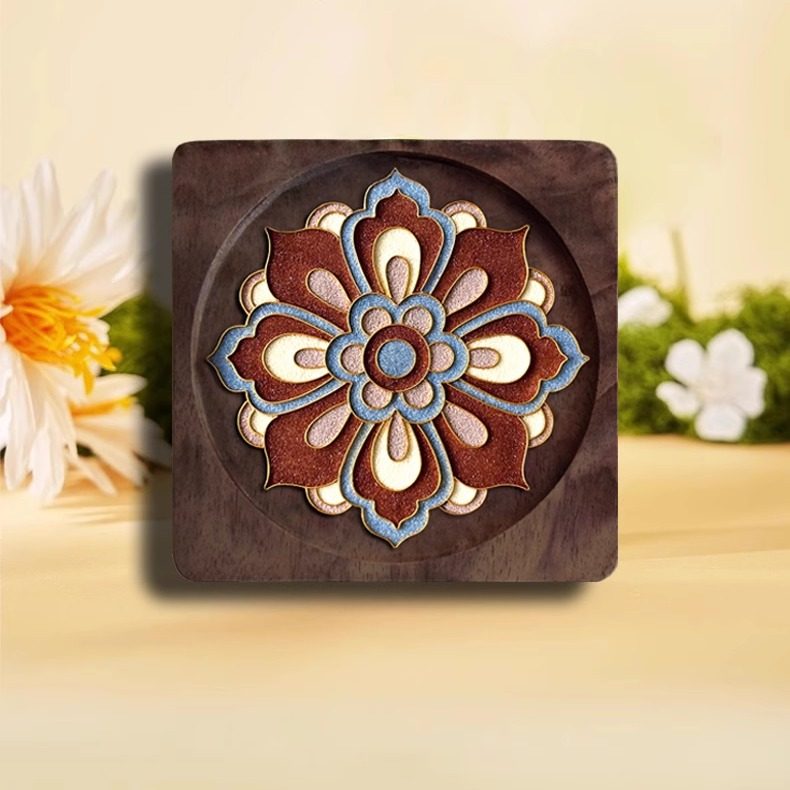 敦煌繁花杯垫-敦煌藻井纹样茶杯垫DIY掐丝珐琅材料包景泰蓝非遗,淘宝优惠券,粉丝福利购,淘宝优惠卷