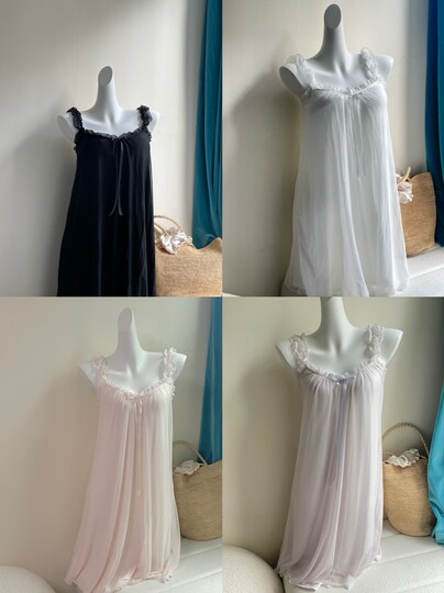 bmunderwear古早少女薄荷蓝复古仙仙睡裙莫代尔薄冰感家居服中裙