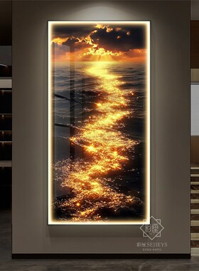 轻奢高级感入户玄关装饰画简约现代走廊过道尽头挂画高端海浪壁画