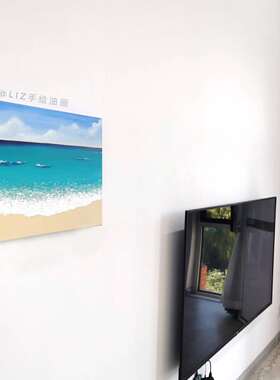 纯手绘大海沙滩小众电表箱装饰画