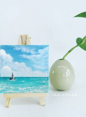 小油画迷你桌面摆件手绘原创文艺