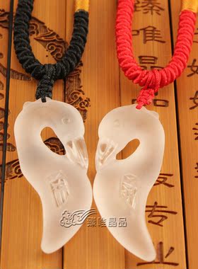 水晶手工雕刻情侣饰品男女款吊坠