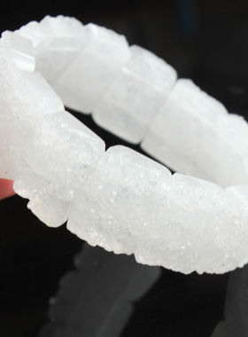 原石白水晶簇手链