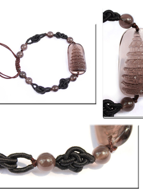 天然冰种黑曜石水晶旺文益智手串