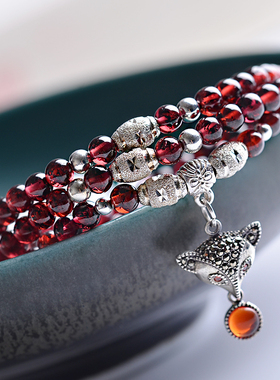 天然女士水晶多层石榴石手串