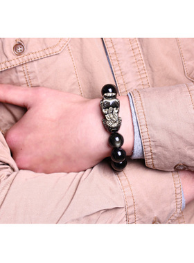 臻唯天然金曜石手链金貔貅手链