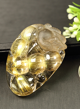 巴西天然金发晶双貔貅男女款吊坠