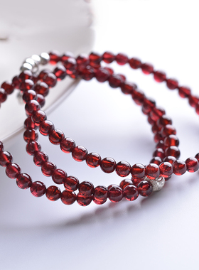 天然石榴石多层手串礼物佛珠