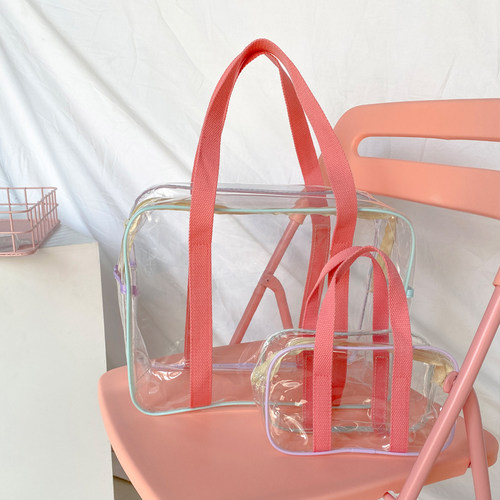 透明化妆包收纳洗浴包大容量手提防水洗漱包男女便携游泳健身旅行 - 图1