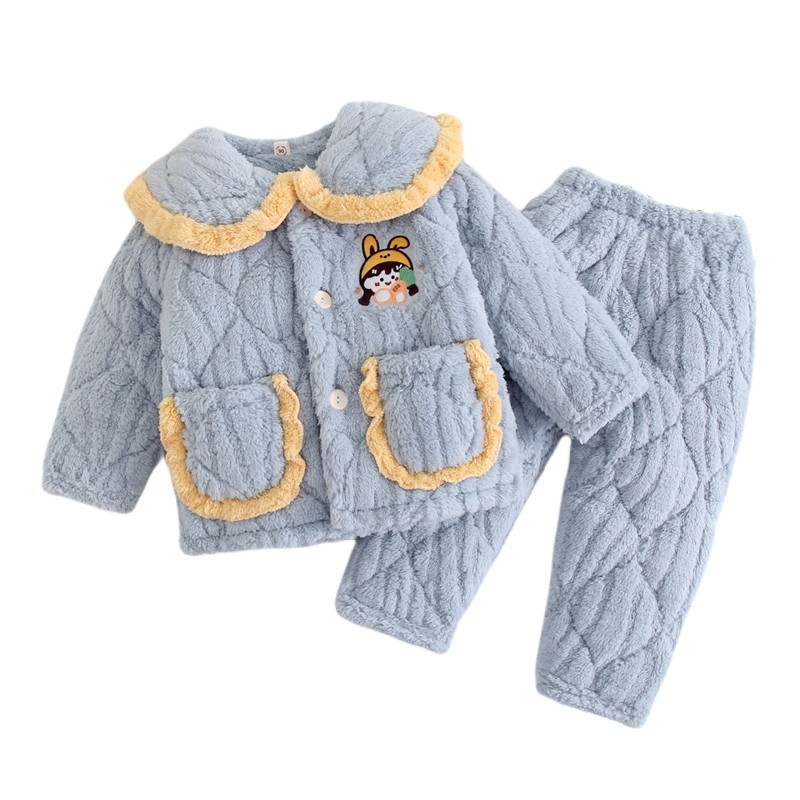 儿童冬季三层夹棉加厚法兰绒家居服套装女孩小宝宝珊瑚绒保暖睡衣,淘宝优惠券,粉丝福利购,淘宝优惠卷