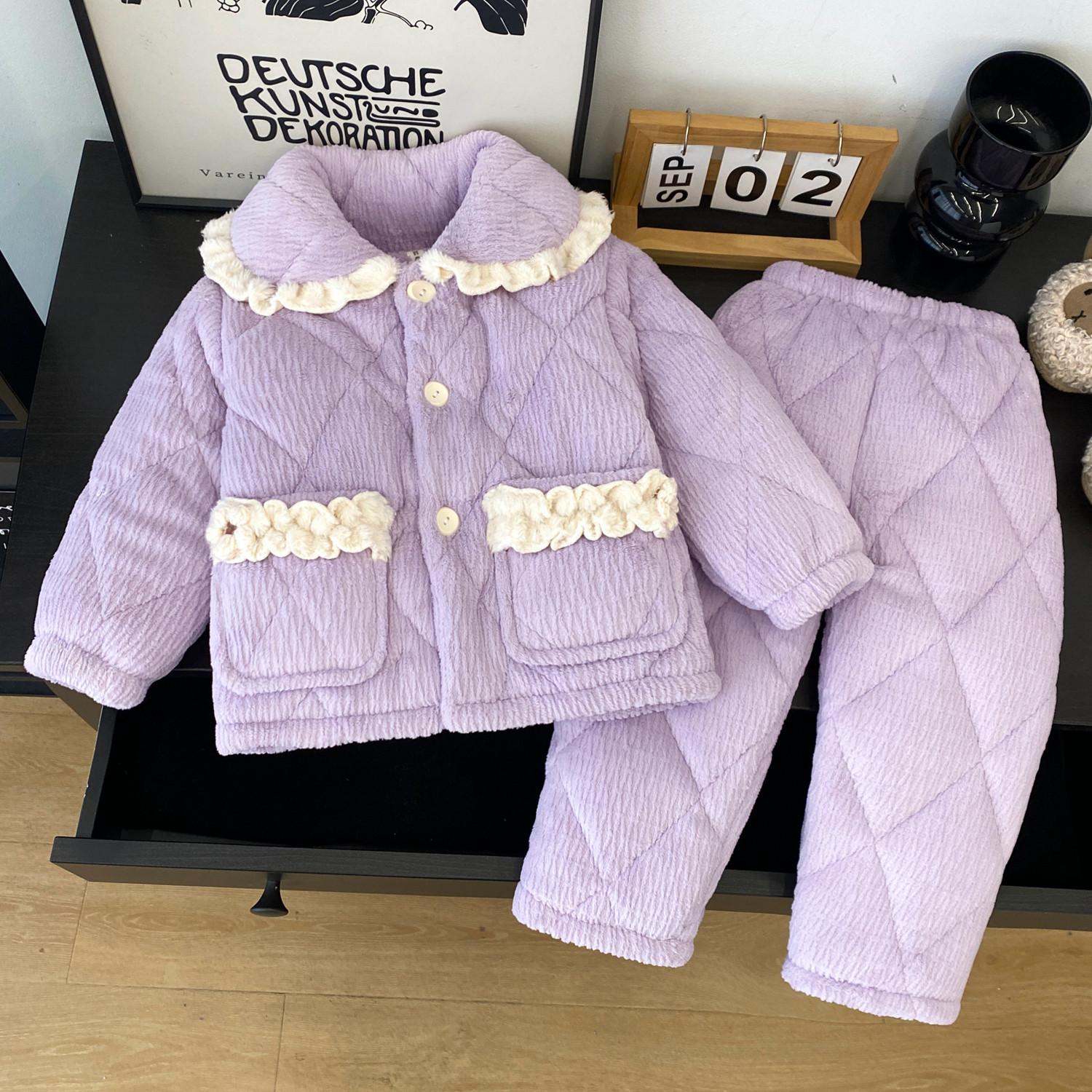 儿童睡衣冬季三层加厚夹棉法兰绒家居服套装女童可爱公主风可外穿,淘宝优惠券,粉丝福利购,淘宝优惠卷