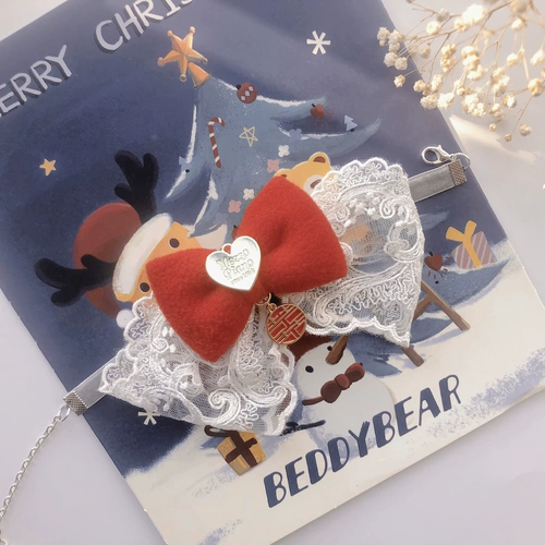 Красный бесшумный колокольчик ручной работы с бантиком, чокер, милая галстук-бабочка, кот