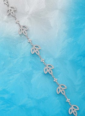 Witther小众设计满钻Lily鸢尾花手链轻奢高级感925银幸运草手饰女