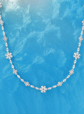 Witther原创设计白钻花朵锁骨链女小众轻奢高级满钻925纯银项链