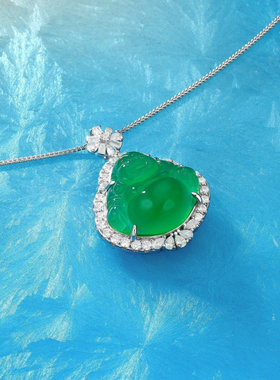 Witther天然高冰绿玉髓佛公项链秋冬高级新中式大肚佛吊坠项链女