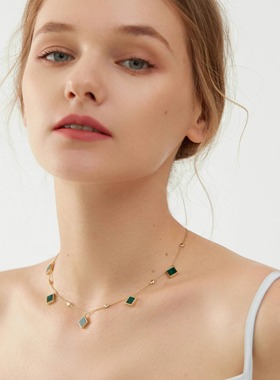 SOLDEVERANO方形礼物甜酷锁骨链