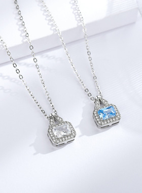 Witther原创设计925银凯莉包项链女法式精致奢华满钻手提包锁骨链