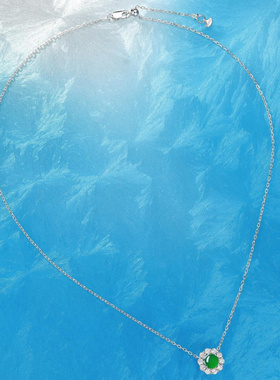 Witther围镶蛋面天然绿玉髓项链轻奢小众新中式925银高级感锁骨链