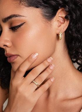 SOLDEVERANO蕃秀复古女生尾戒螺纹镶钻小众冷淡风轻奢指环简约