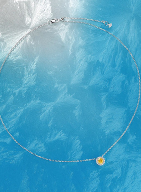 Witther小众设计黄钻项链女简约高级925银圆形满钻吊坠项锁骨链