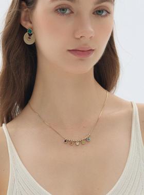 SOLDEVERANO蕃秀锁骨细链彩色颈链满天星原创设计项链