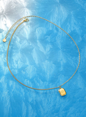 Witther小众轻奢项链女925纯银百搭高级感小金砖字母项链送女朋友