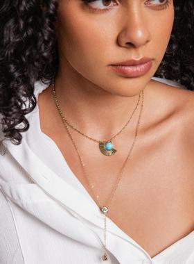 SOLDEVERANO蕃秀波西米亚风双层叠戴项链女小众设计感高级锁骨链