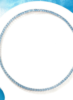 Witther满钻方糖项链轻奢小众设计925纯银方形钻石项链女气质法式