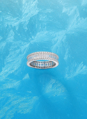 Witther小众设计T方满钻戒指高级百搭925纯银轻奢尾戒情侣钻戒