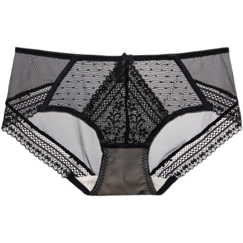 安芝娜新柔软亲肤弹力贴身透气内裤中腰女士性感蕾丝三角裤K6117 - 图3