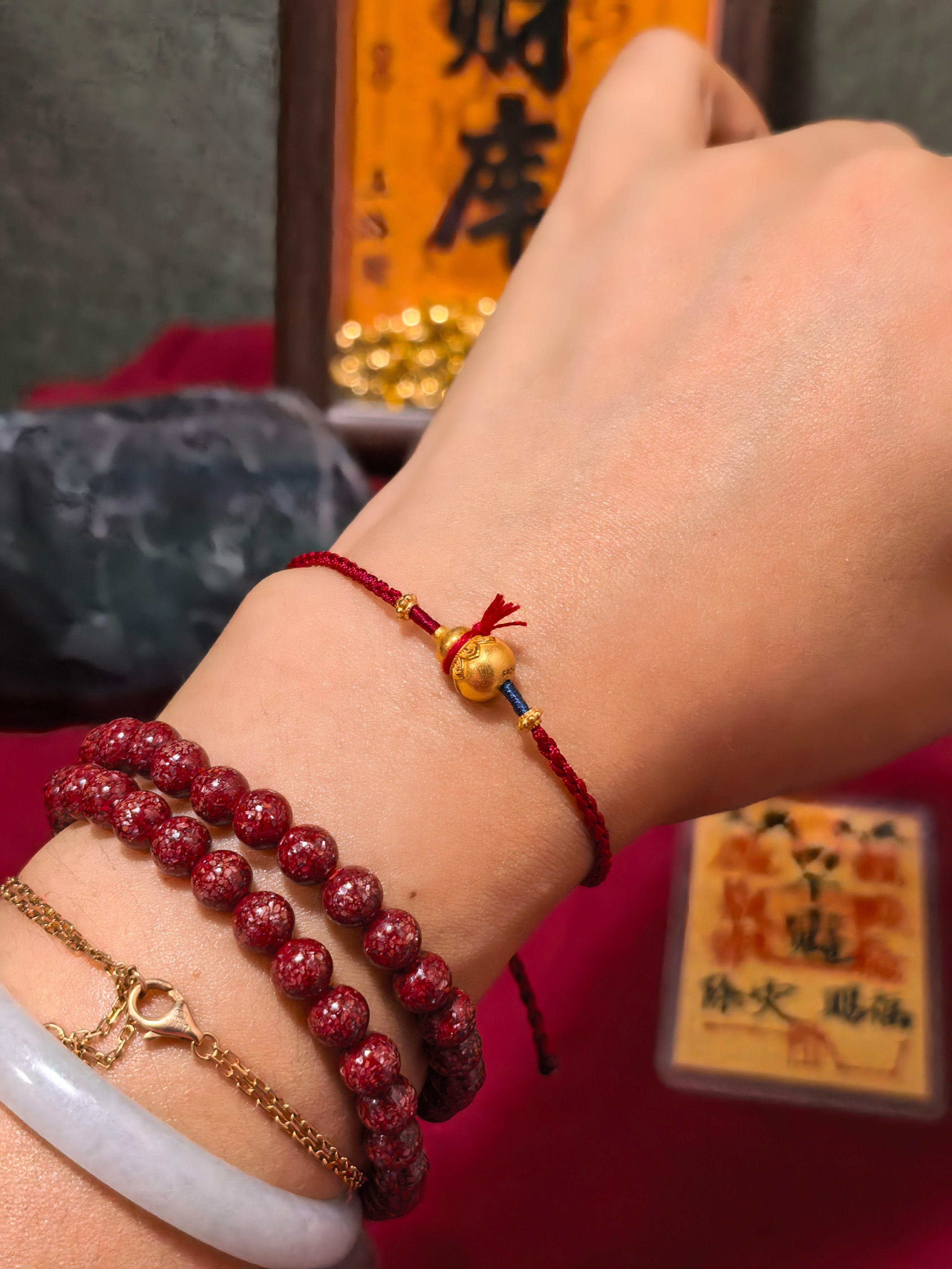 2026丙午马年纯银镀金镂空葫芦福禄本命平安招财红绳手链民族风,淘宝优惠券,粉丝福利购,淘宝优惠卷