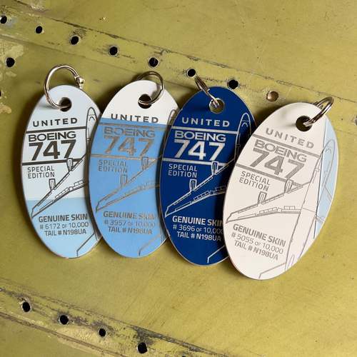 美国PLANETAGS钥匙扣行李牌波音747TWA空客A380PAN航飞机蒙皮挂件 - 图1