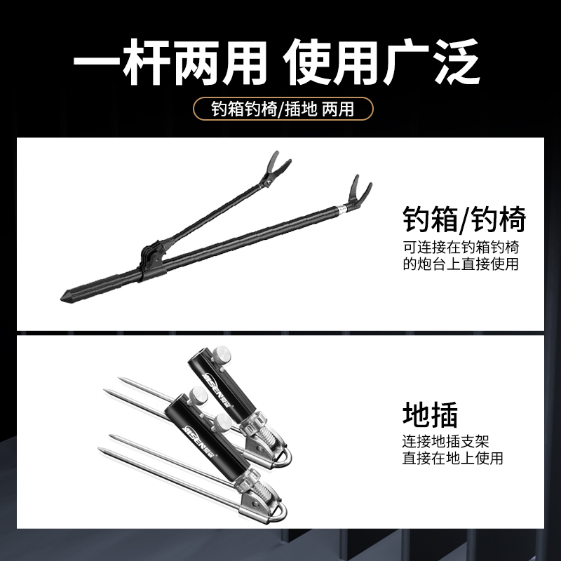 爱森黑色不锈钢支架地插钓竿支架炮台架架杆杆架竿架钓鱼支架2.1M - 图0