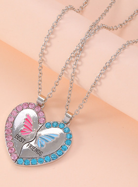 锁骨链女情侣爱心亮片项链
