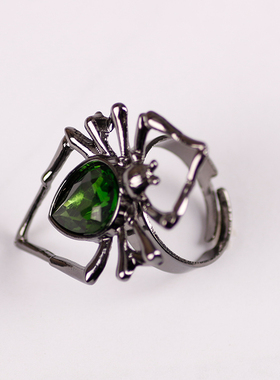 欧式时尚复古蜘蛛绿色奇特戒指